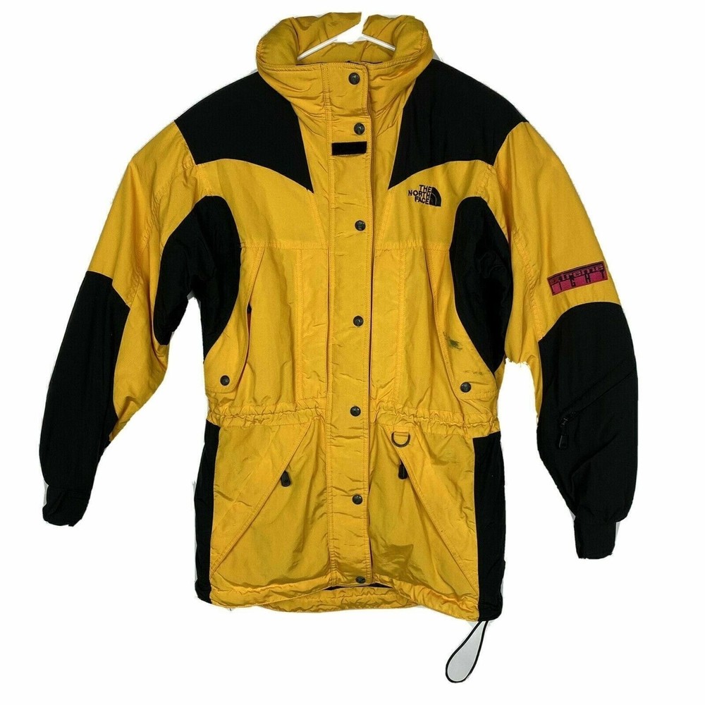 The North Face Jacket Women 8 Ski Snowboar Yellow Black Extreme Light Hooded VTG